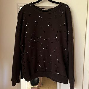 Distressed black and paint splatter sweater